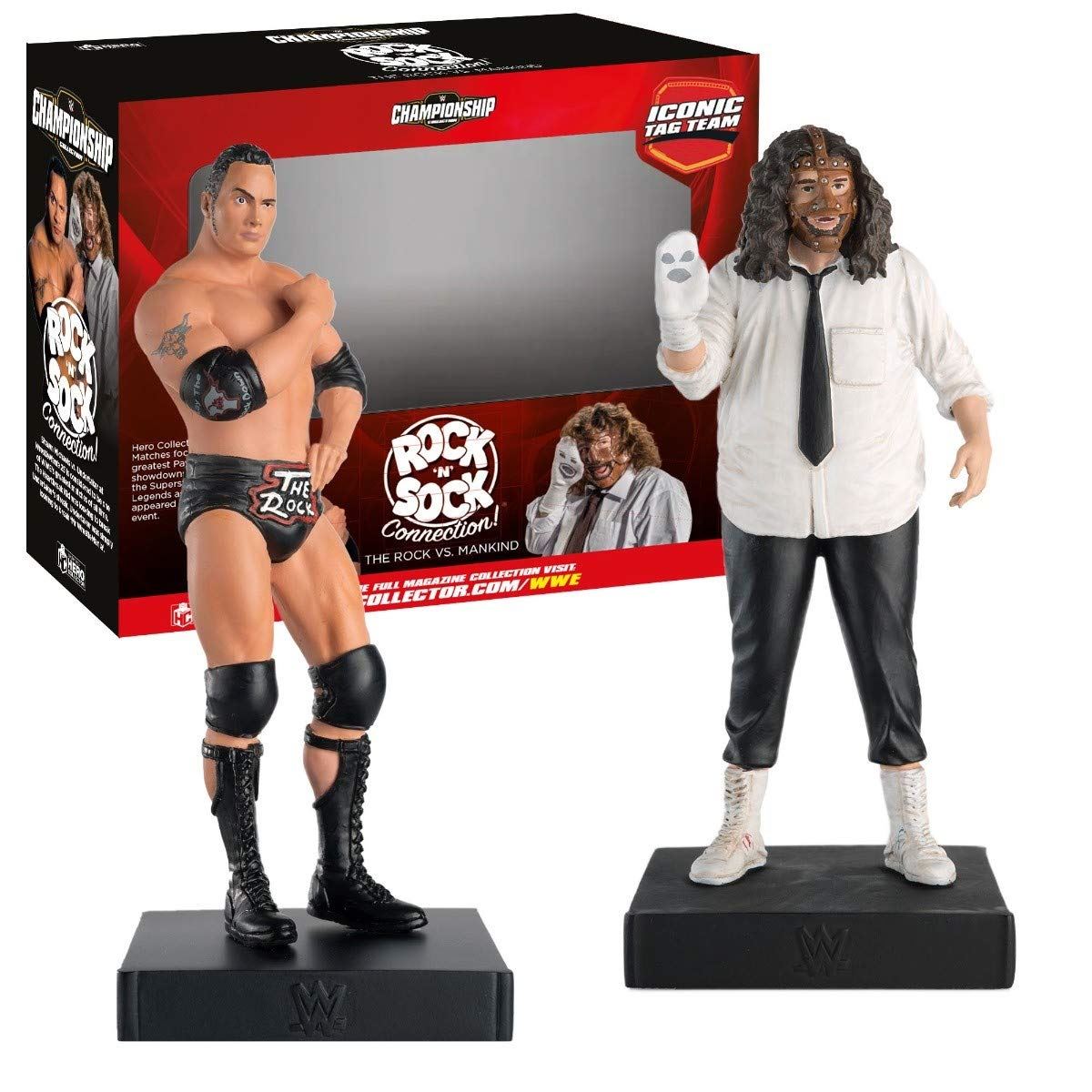 Rock 'n' Sock The Rock & Mankind Figures WWEUK802 Iconic Tag Team (Eaglemoss / WWE Championship Collection)