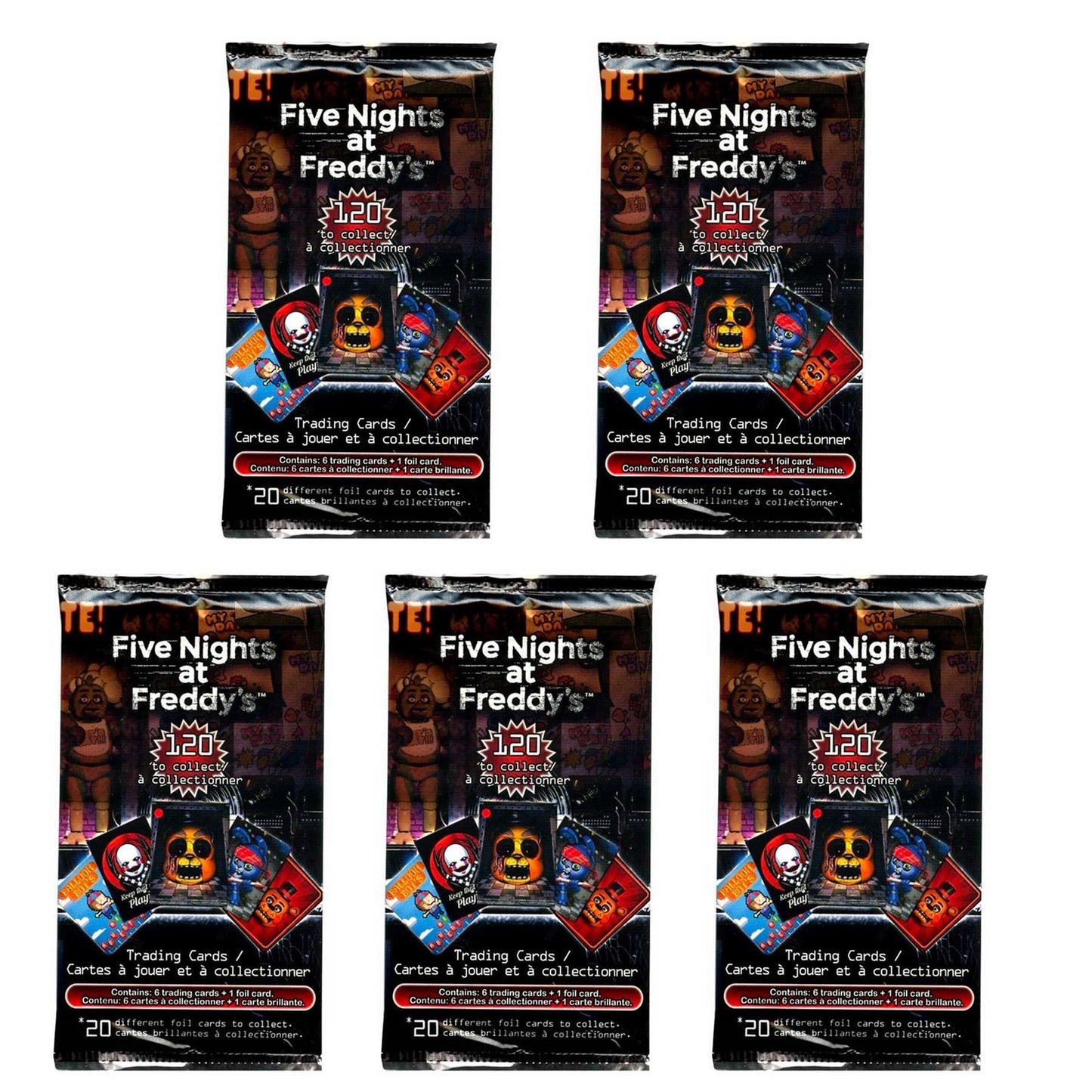 Five Nights At Freddy's FNAF Trading Card Pack 6 Cards & 1 Foil