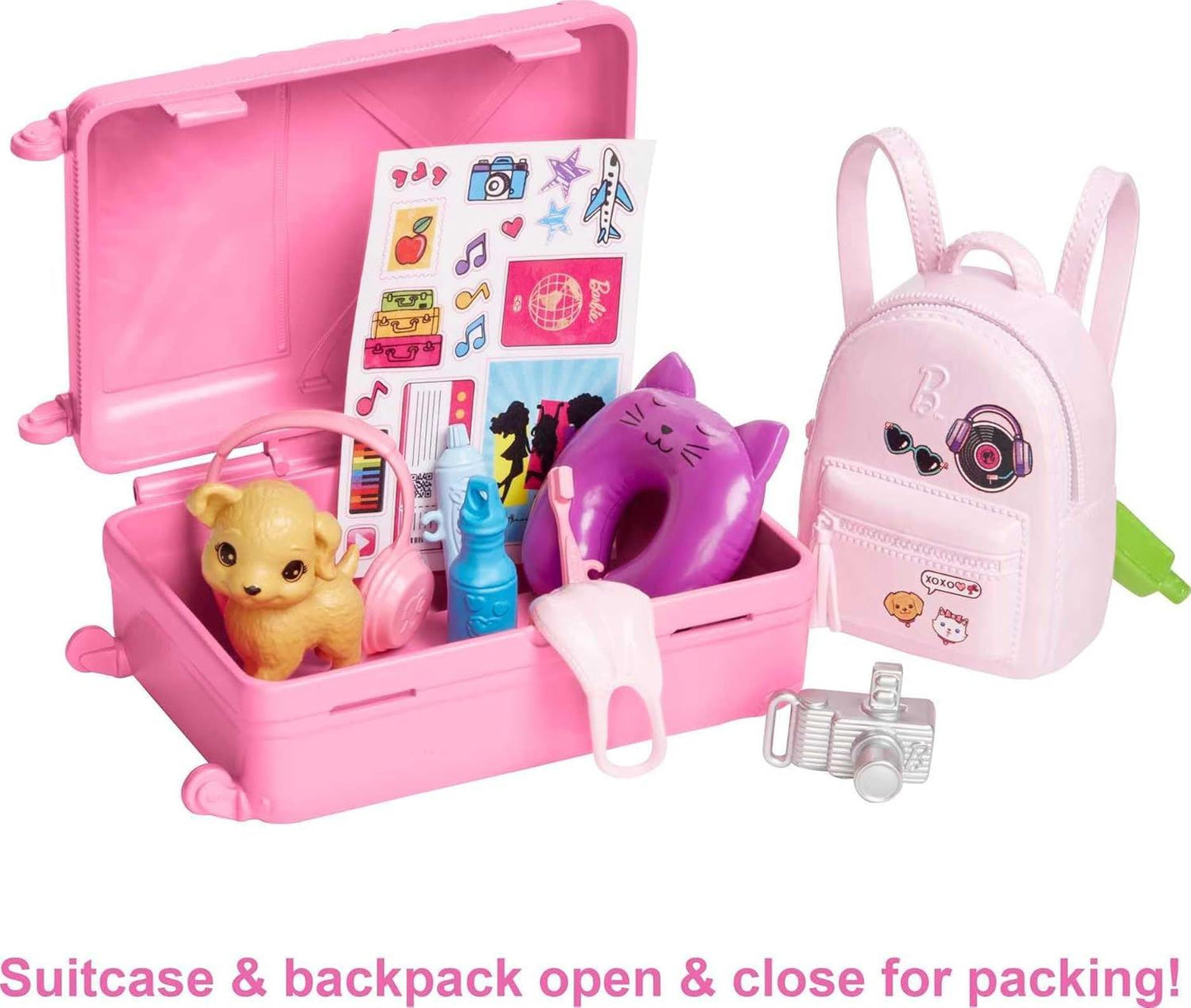 Barbie Malibu Doll and Puppy Travel Set 10+ Pieces Mattel HJY18