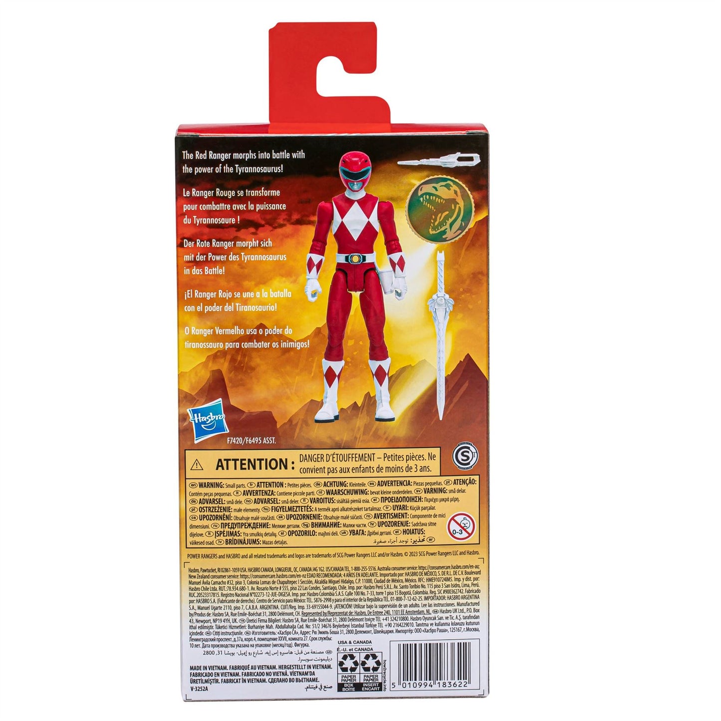 Power Rangers Mighty Morphin Red Ranger 6" Action Figure F7420 Hasbro Toy