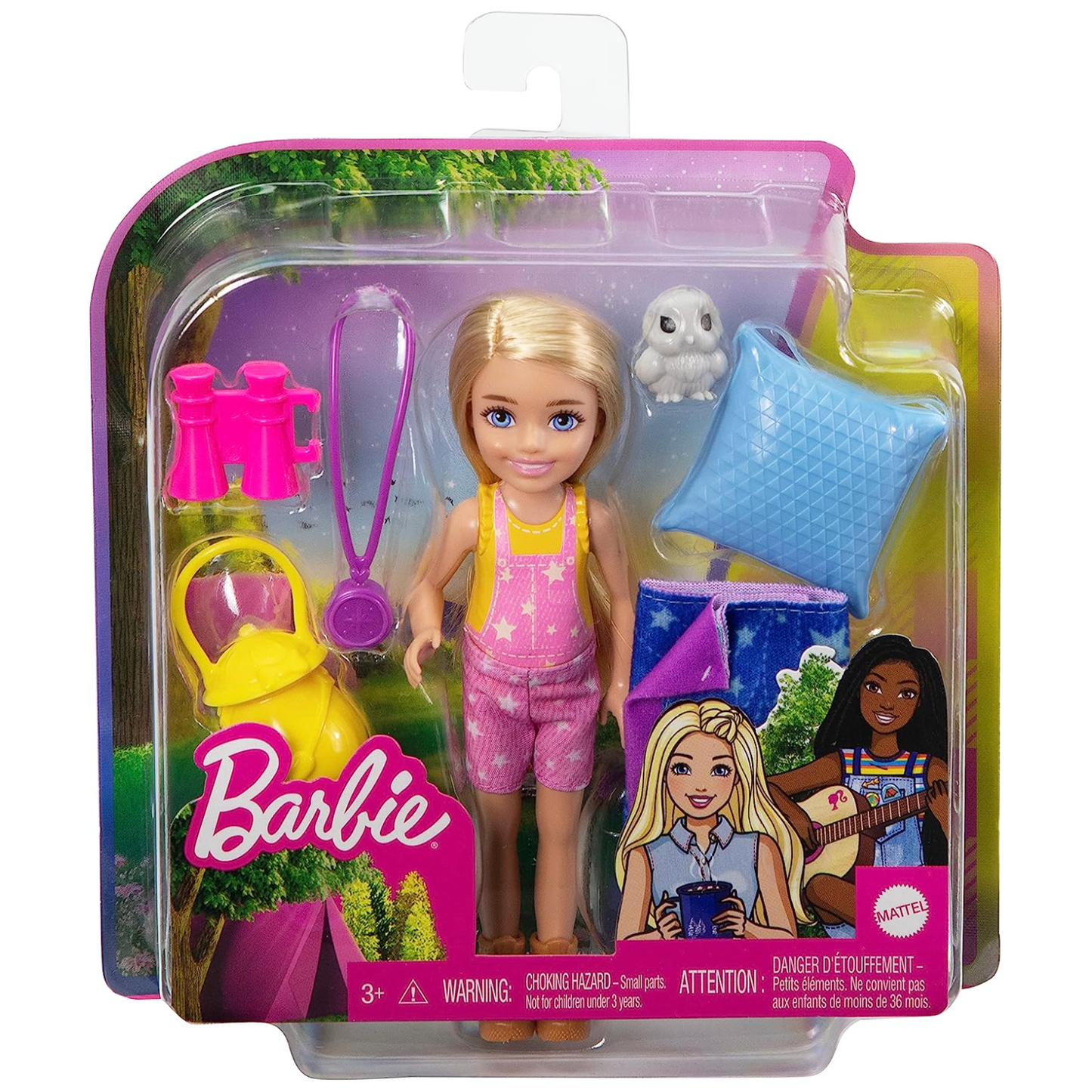 BARBIE Doll Figure With Owl and Accessories 'It Takes Two' Chelsea Camping (HDF77)