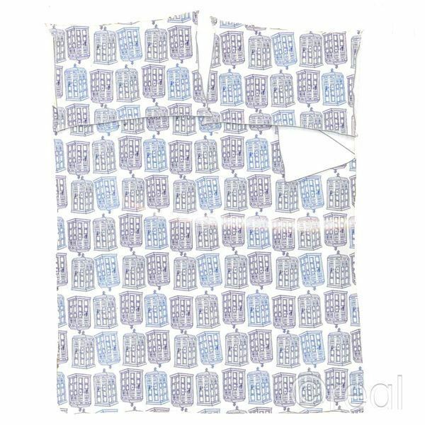 Doctor Who TARDIS Check Double Duvet Cover & Pillowcase Set Official