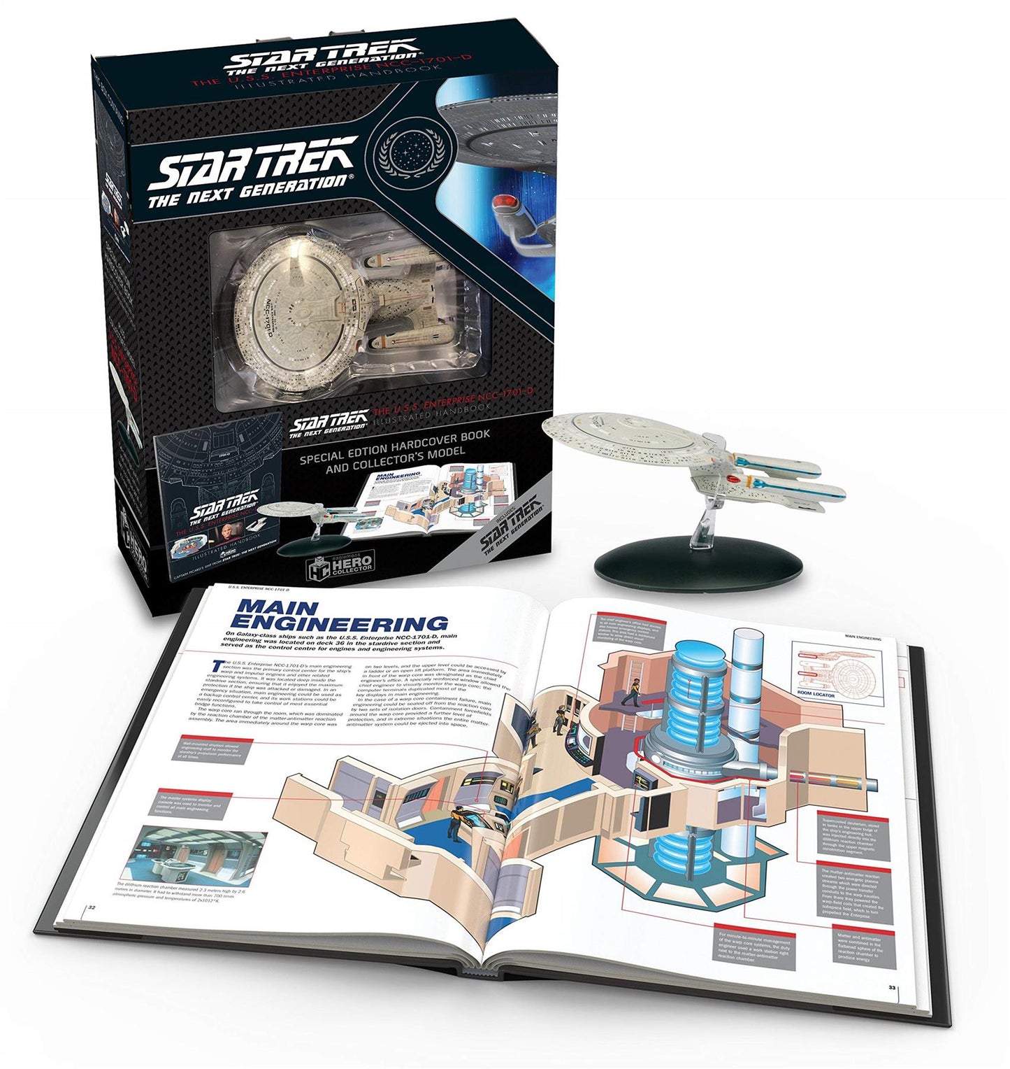 U.S.S. ENTERPRISE NCC-1701-D Handbook & Diecast Ship Picard The Next Generation (Eaglemoss / Star Trek)