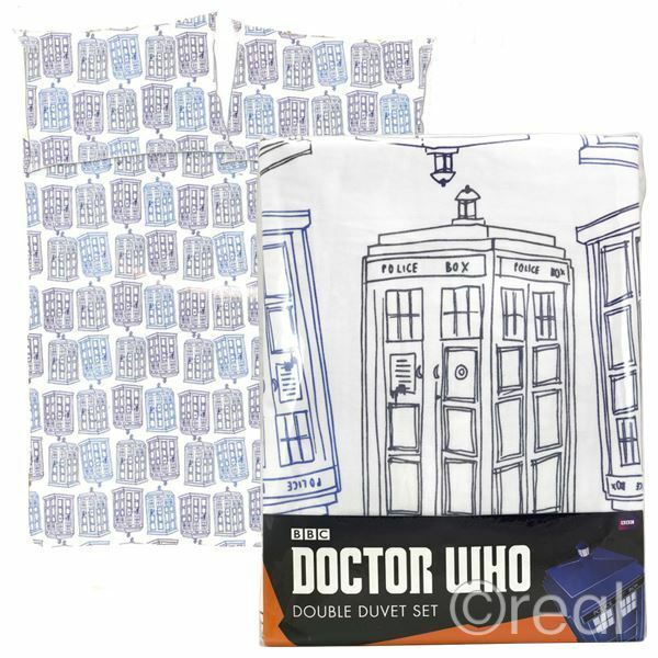Doctor Who TARDIS Check Double Duvet Cover & Pillowcase Set Official