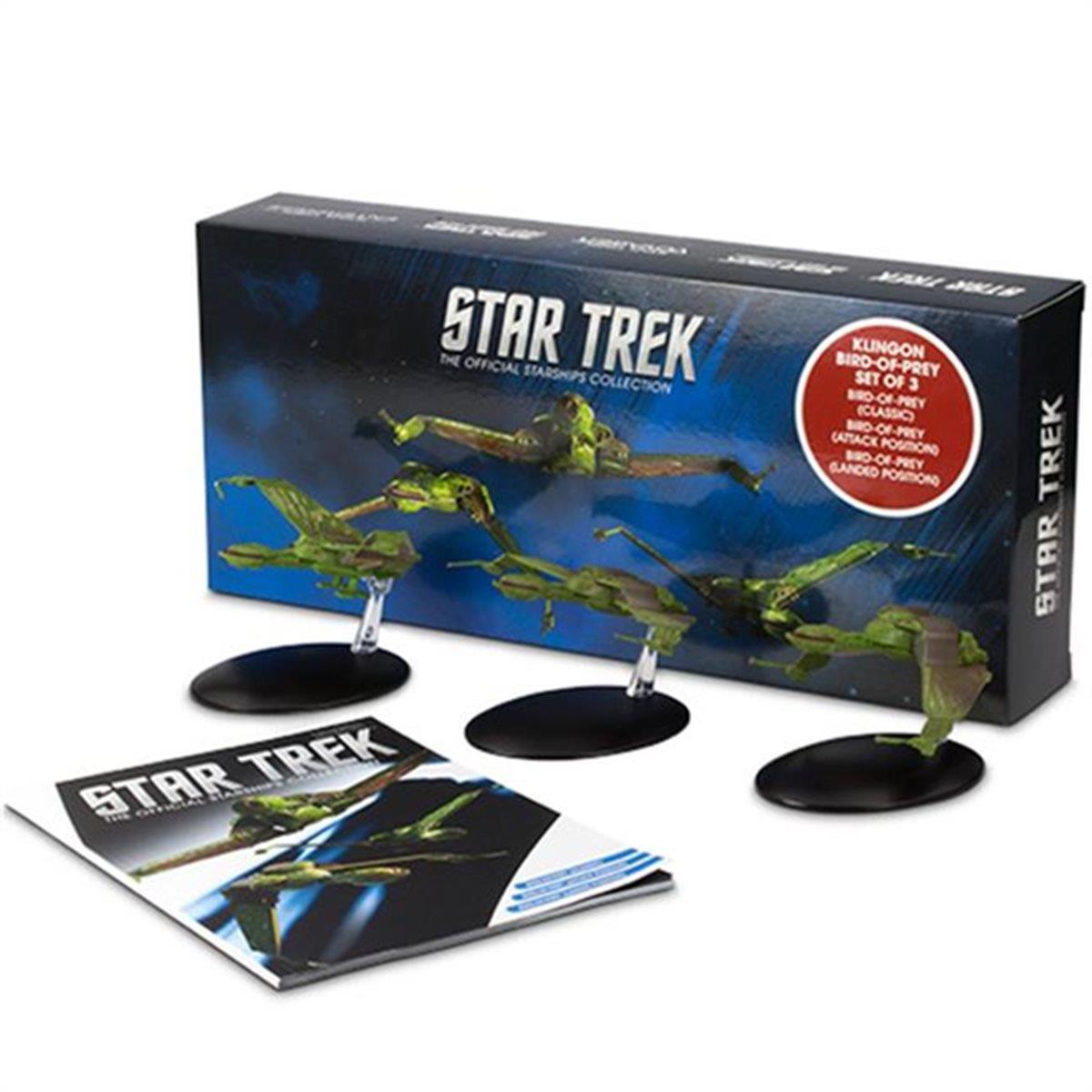 Klingon Bird-Of-Prey Set Of 3 (Classic, Attack Mode & Landed) Die-Cast Models (Eaglemoss / Star Trek)