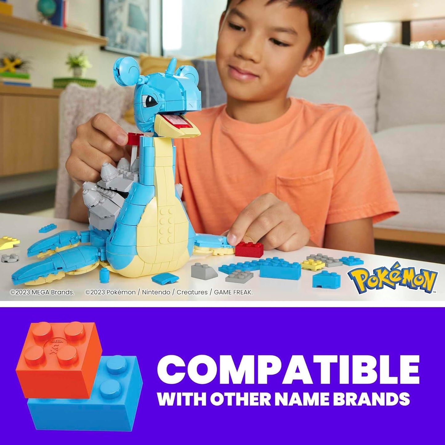 Lapras HKT26 – MEGA Pokémon Building Toy Kit | Buildable Lapras Figure with Ocean-Themed Accessories (Official MEGA Construx Set)