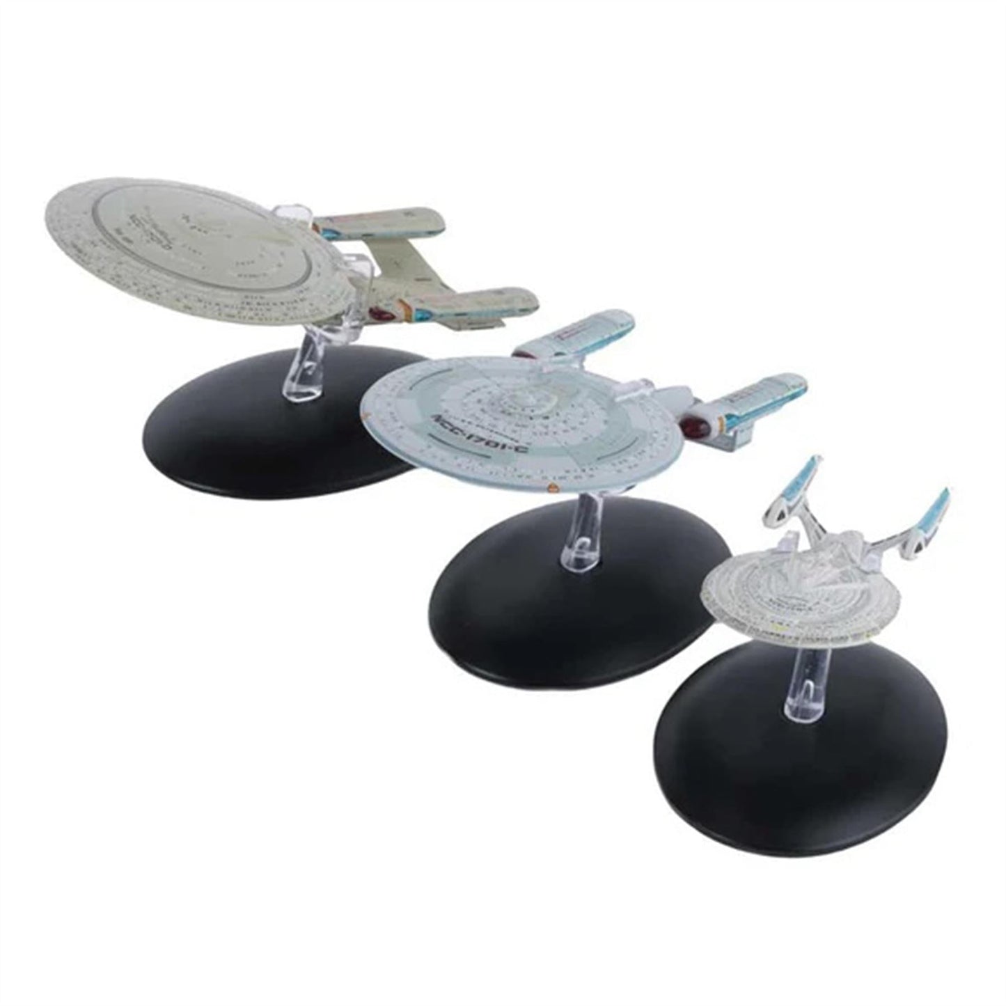 U.S.S. Enterprise Set of 3 - 1701-C, 1701-D, 1701-E Diecast Model Ships (Eaglemoss / Star Trek)