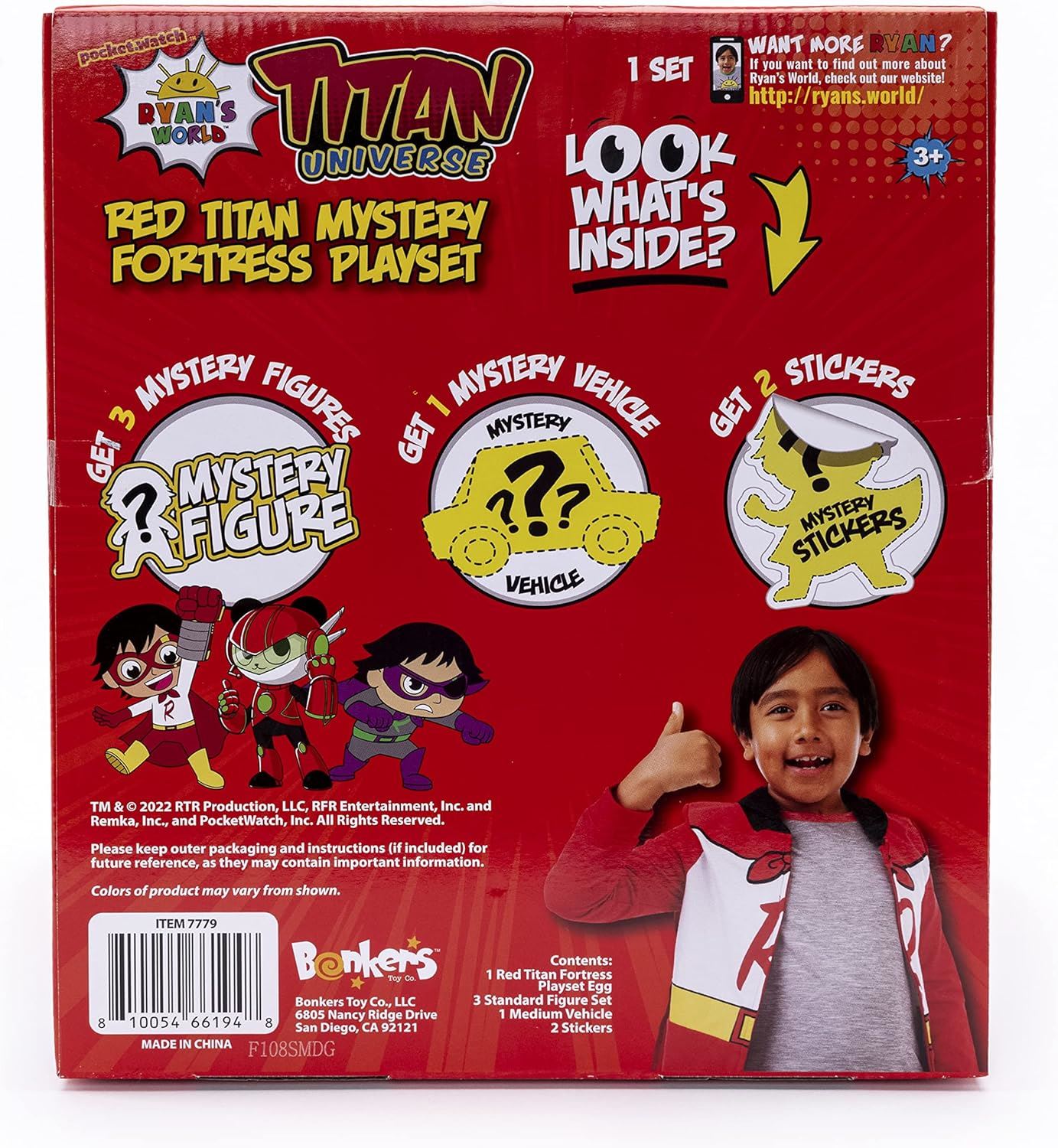 Red Titan Mystery Fortress Playset – Ryan’s World Titan Universe 25918 Action Adventure Set with Mini-Figures, Vehicle & Stickers