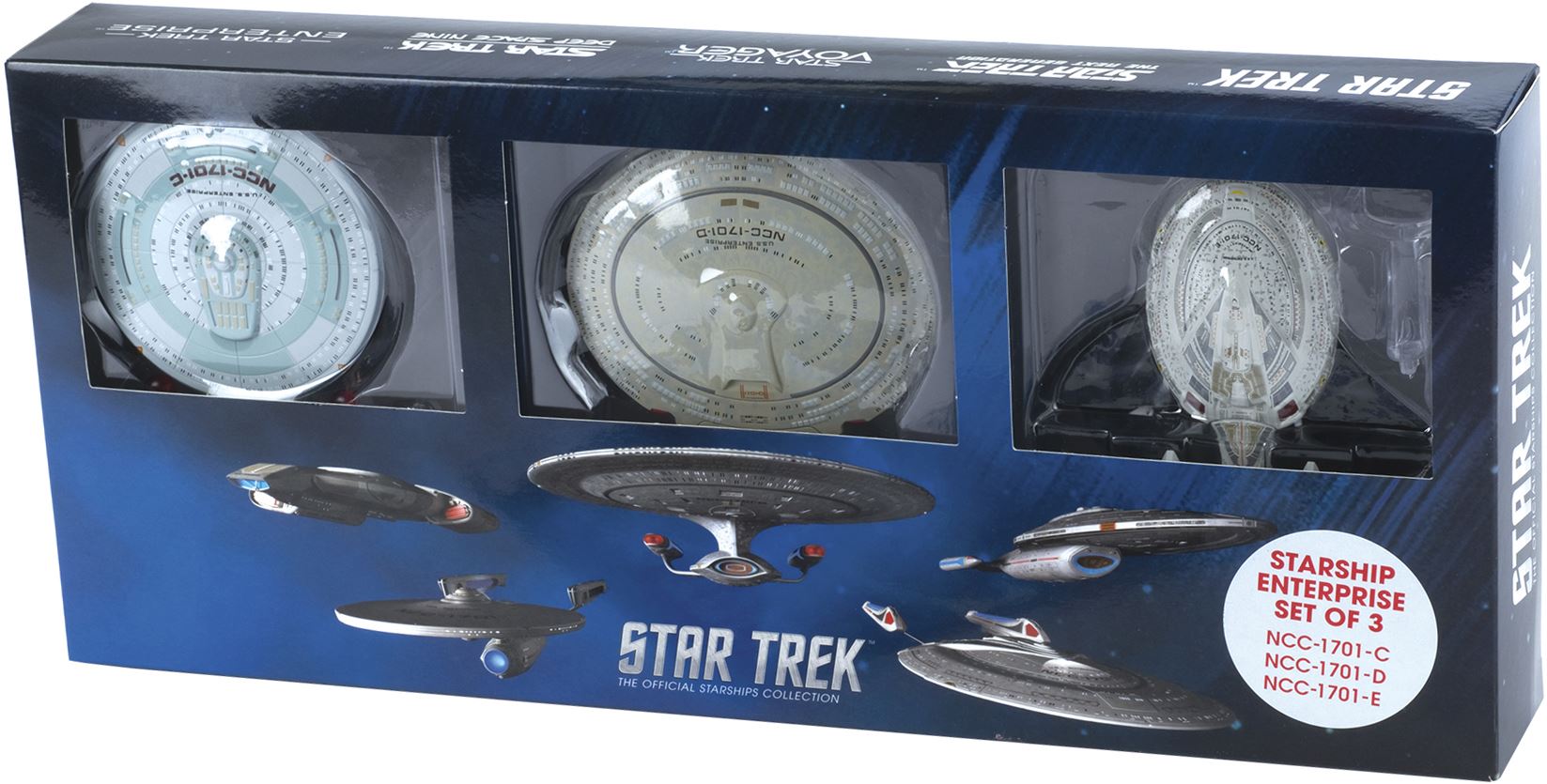 U.S.S. Enterprise Set of 3 - 1701-C, 1701-D, 1701-E Diecast Model Ships (Eaglemoss / Star Trek)