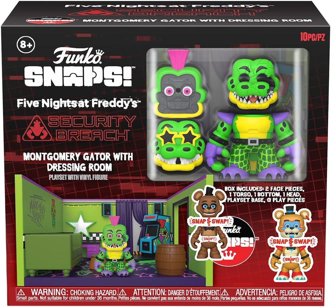 Montgomery Gator With Dressing Room Security Breach: Snaps! Vinyl Figure Playset FK70822 (FNAF / Five Nights At Freddy's)
