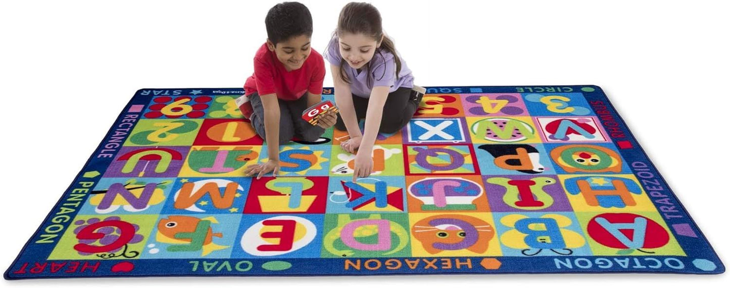 Jumbo Activity Rug ABC 123 with 36 Playing Cards 96239 – Melissa & Doug Large Educational Alphabet & Number Play Mat for Kids