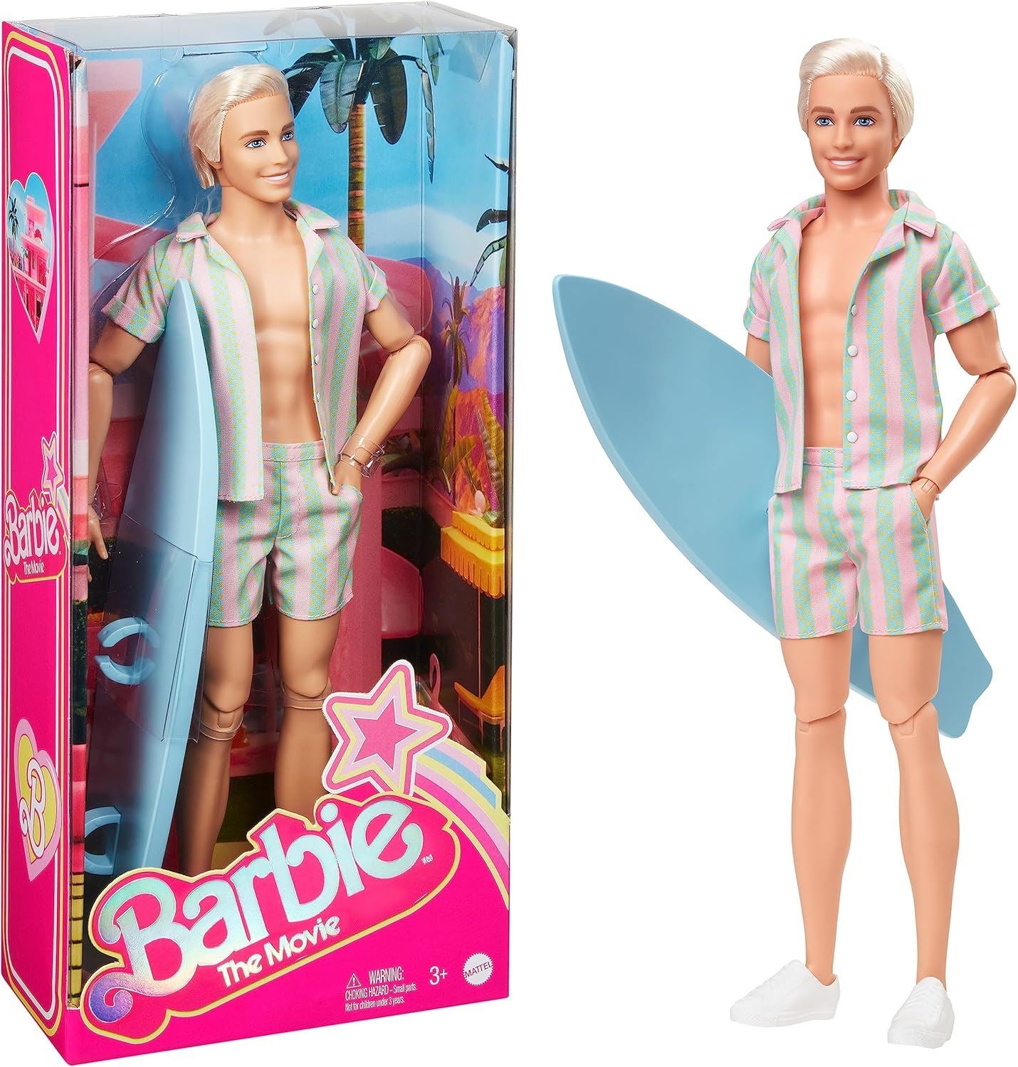 Barbie The Movie Ken Signature Doll Pastel Striped Beach Matching Set HPJ97