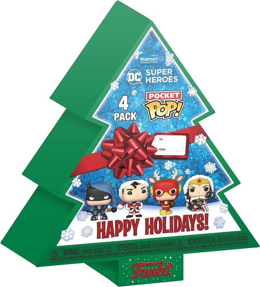 DC COMICS Happy Holidays Tree Pocket Pop! DC Comic Superheroes Holiday 4-Pack (Funko)