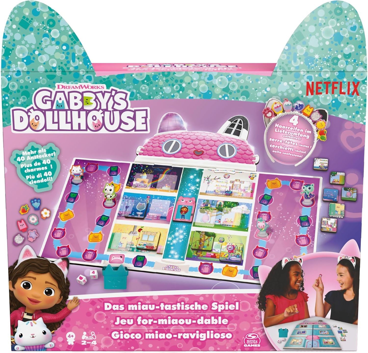 The Meow Tastic Game 6068673 Gabby’s Dollhouse Board Game by Spin Master | Family Game Based on the Netflix Series