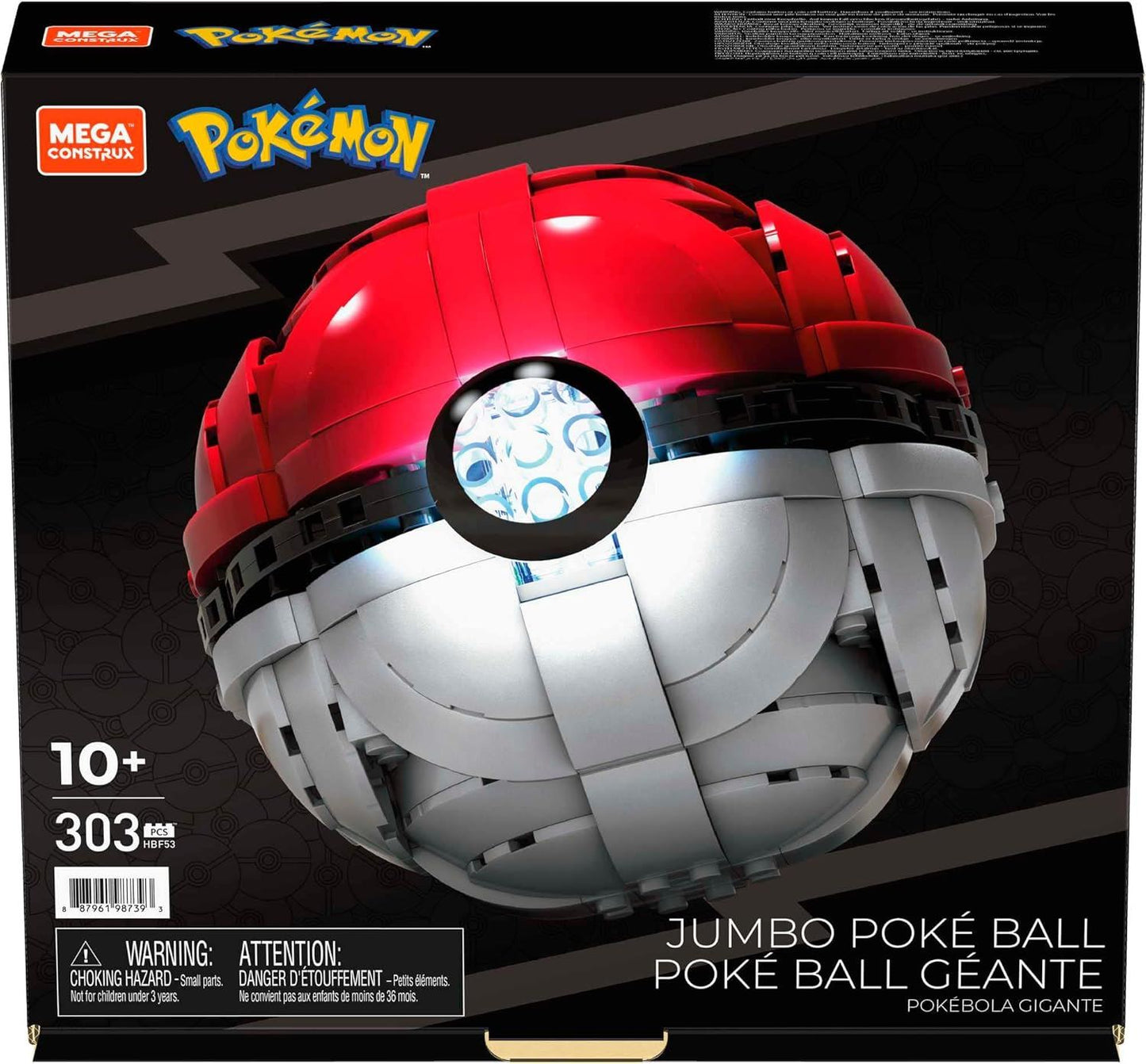 Jumbo Poké Ball HBF53 – MEGA Pokémon Building Toy Kit | Large Buildable Poké Ball with Display Base (Official MEGA Construx Set)