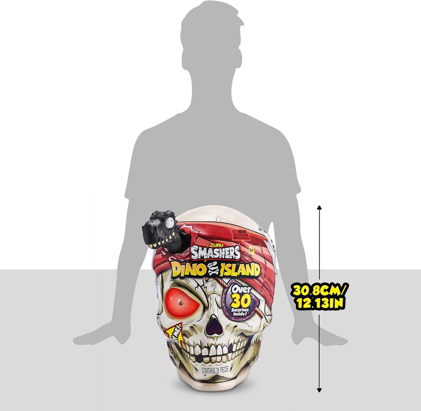 Smashers Dino Island Giant Skull 7488 – ZURU 30-Surprise Smash Playset RED Megalodon Shark Edition – Action Playset for Kids