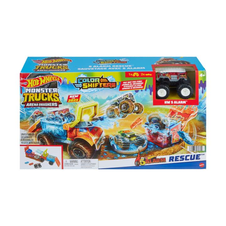 Hot Wheels Monster Trucks Arena Smashers Color Shifters 5-Alarm Rescue Playset HPN73 (Hot Wheels)