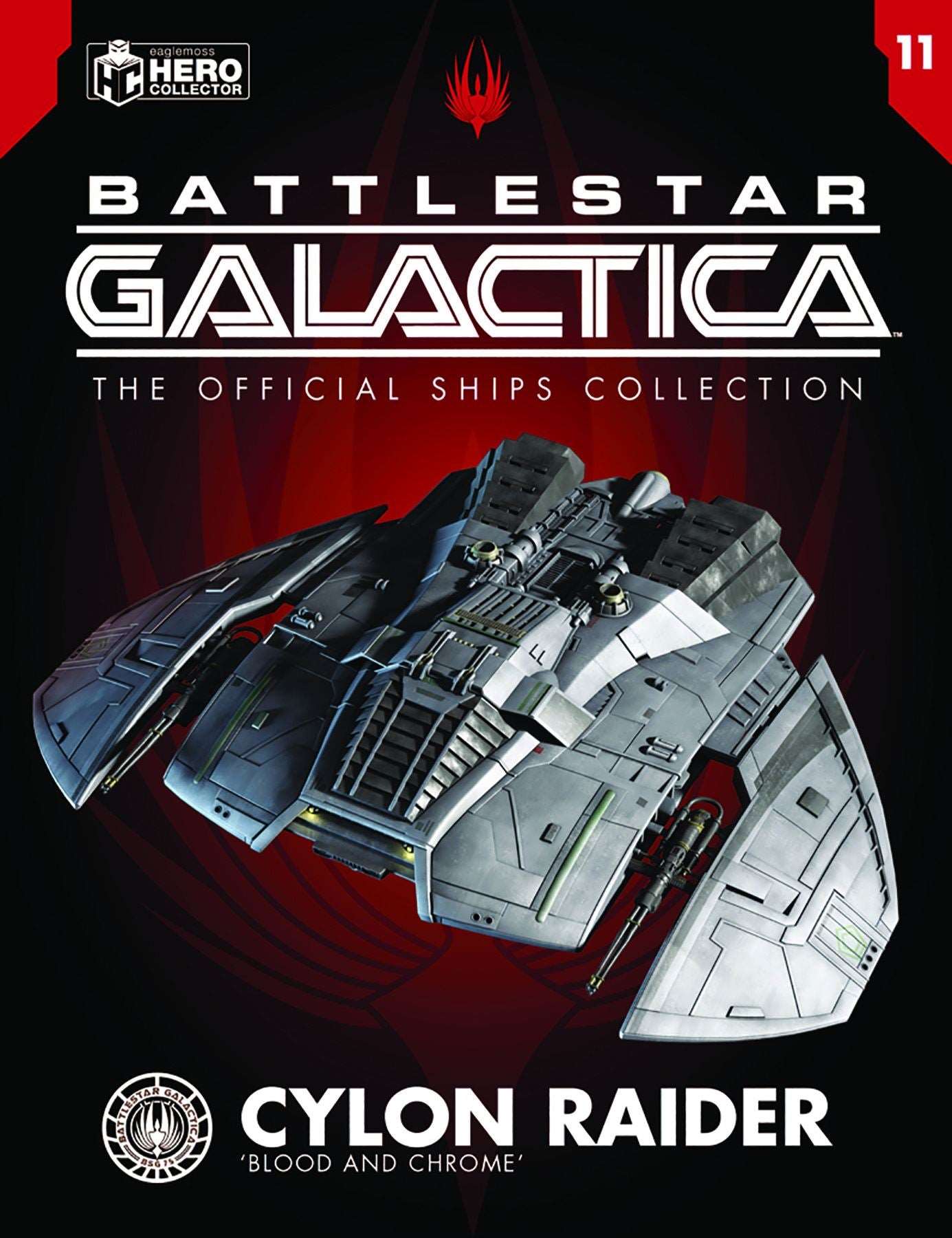 #11 Cylon Raider (Blood and Chrome) Diecast Model Ship (Battlestar Galactica / Eaglemoss)