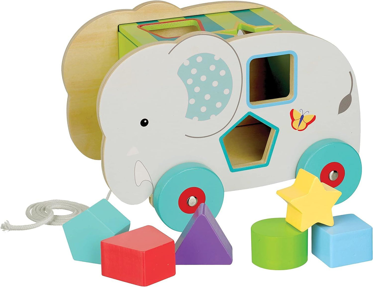 Orange Tree Toys Pull Along Jungle Elephant Shape Sorter Pre-School Baby Toy