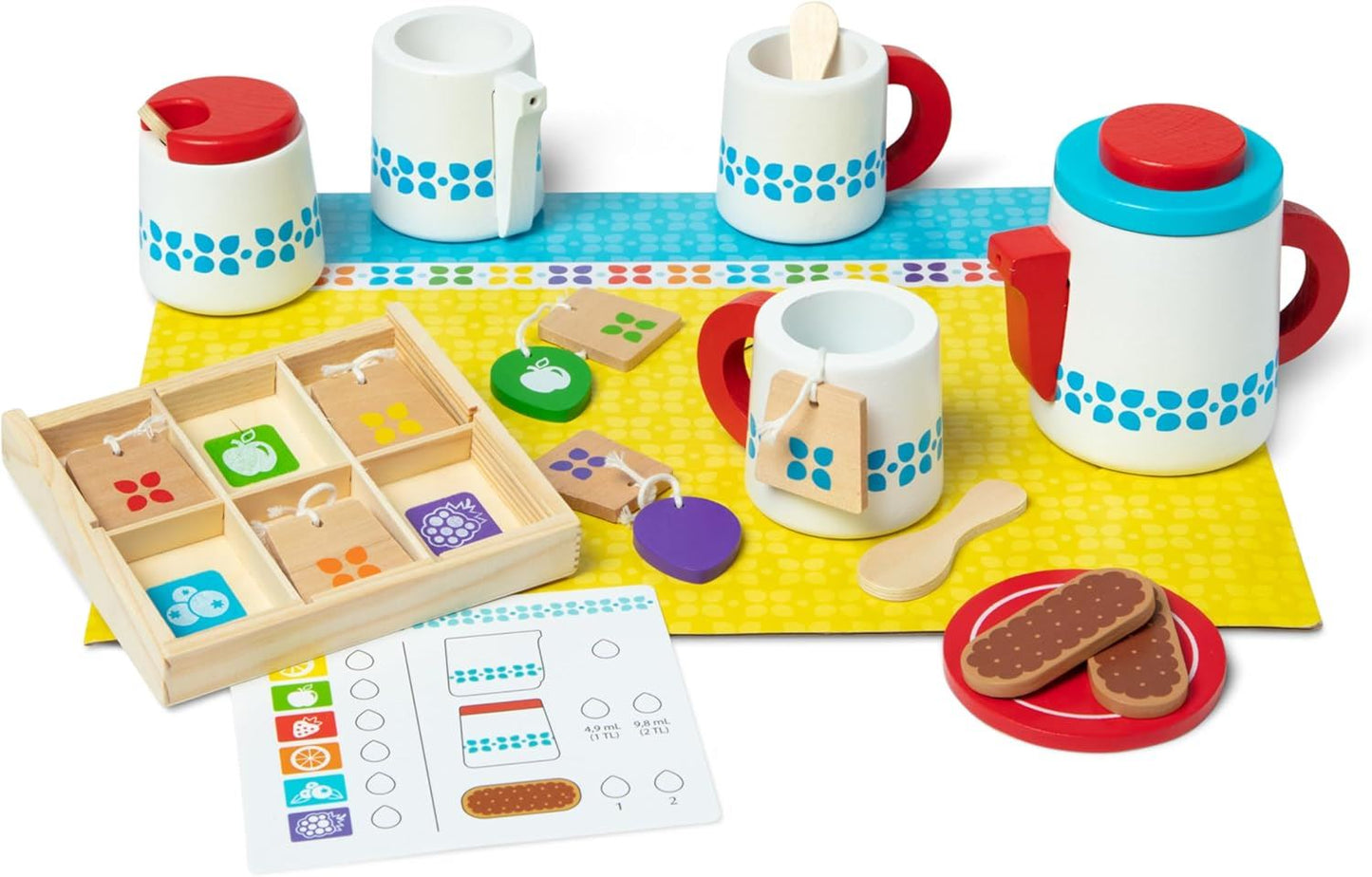 Wooden Steep & Serve Tea Set 9843 – Melissa & Doug Pretend Play Tea Party Set for Kids Age 3+ with Teapot, Cups & Accessories