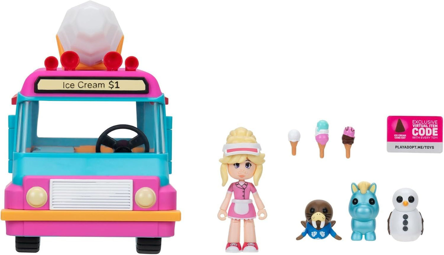Ice Cream Truck AME0147 – Adopt Me! Lights & Sounds Vehicle Playset with Figures | Roblox-Inspired Role-Play Toy