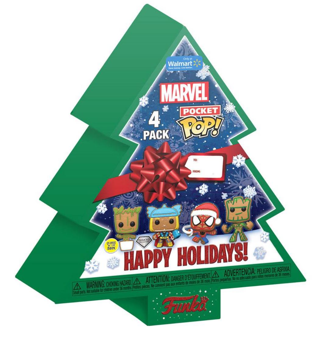 MARVEL Happy Holidays Tree Pocket Pop! Marvel Superheroes Holiday 4-Pack (Funko)