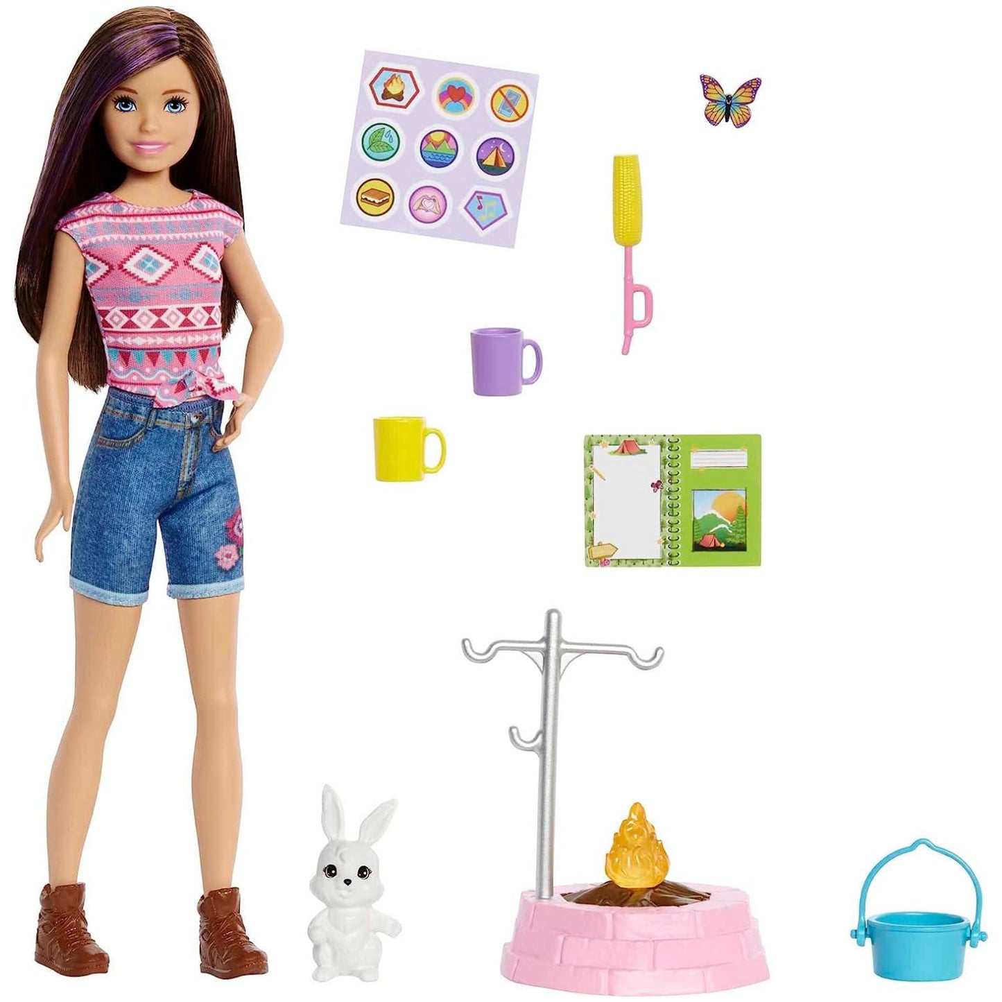 BARBIE Doll with Pet Bunny & Accessories 'It Takes Two' Skipper Camping (HDF71)
