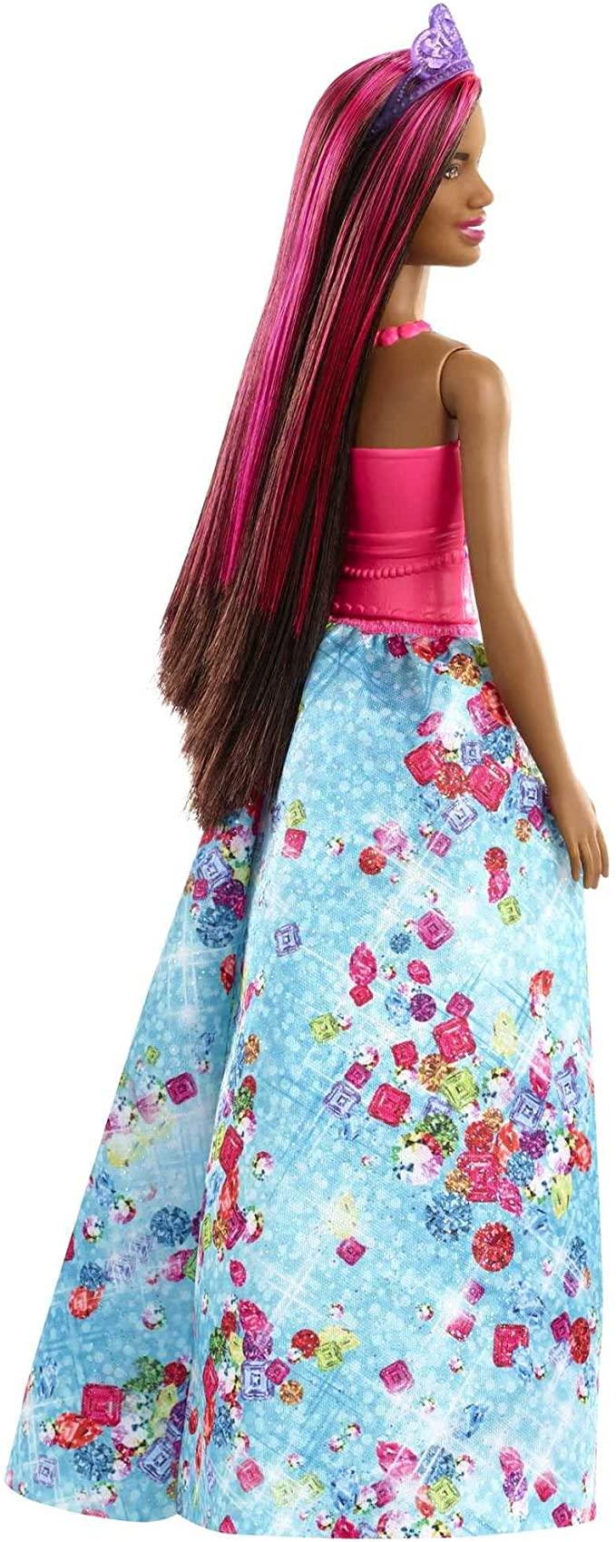 BARBIE Dreamtopia Princess 12" Doll Brunette with Pink Hairstreak Wearing Blue Skirt and Tiara (GJK15)