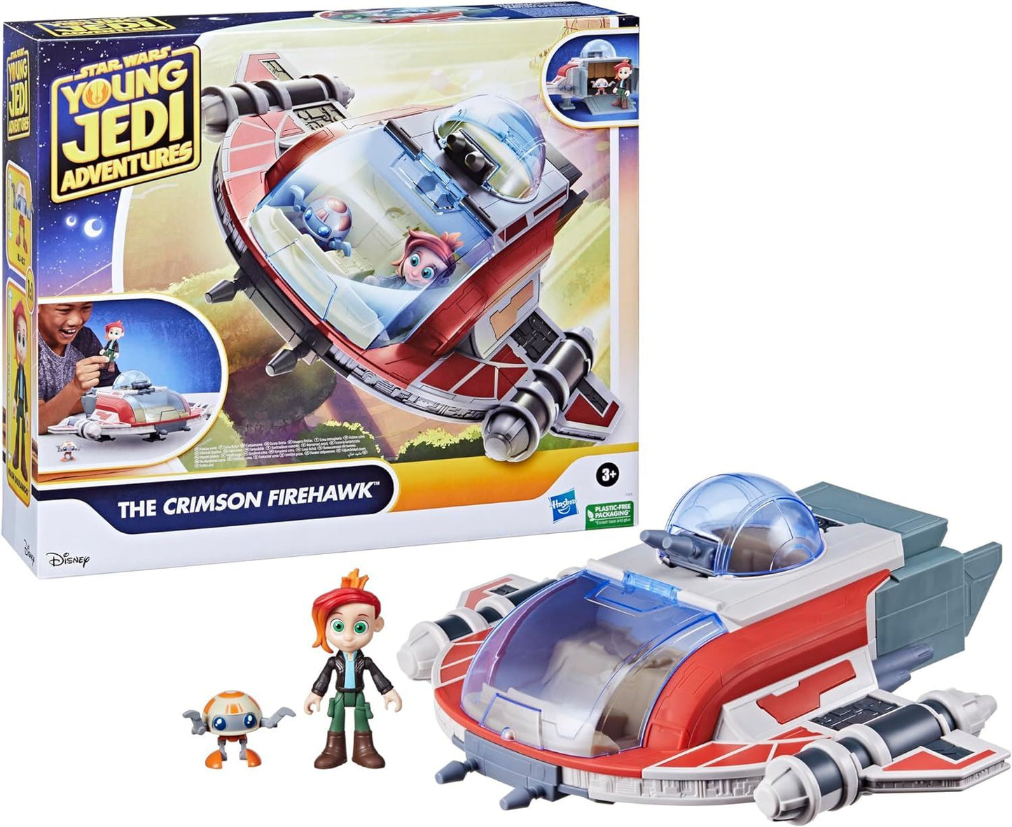 The Crimson Firehawk Ship & Action Figures F7878 Preschool Toys 17" (Star Wars: Young Jedi Adventures)