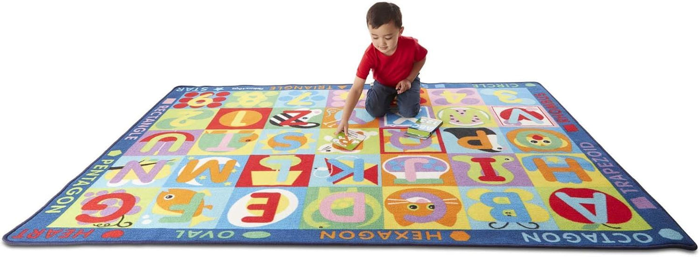 Jumbo Activity Rug ABC 123 with 36 Playing Cards 96239 – Melissa & Doug Large Educational Alphabet & Number Play Mat for Kids