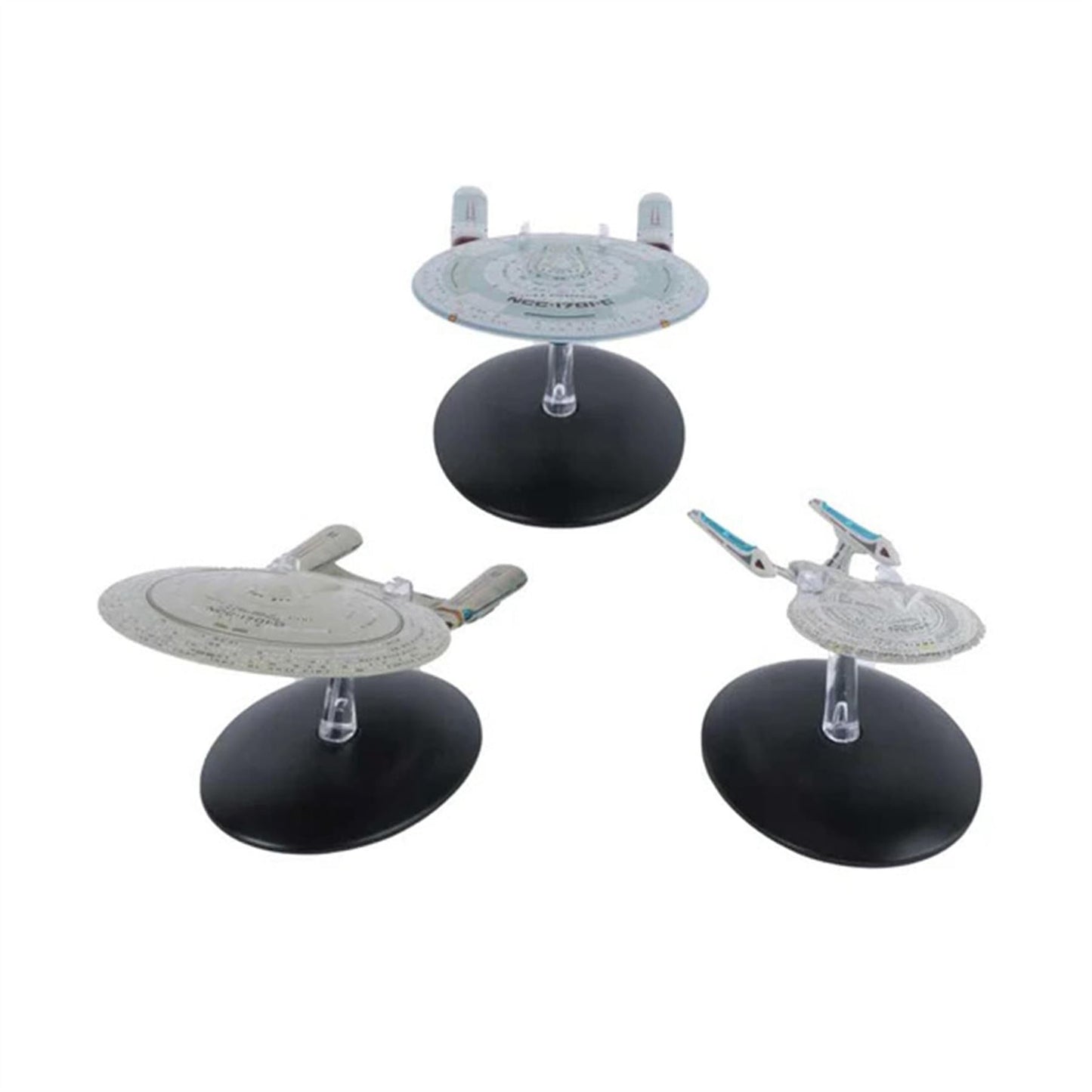 U.S.S. Enterprise Set of 3 - 1701-C, 1701-D, 1701-E Diecast Model Ships (Eaglemoss / Star Trek)