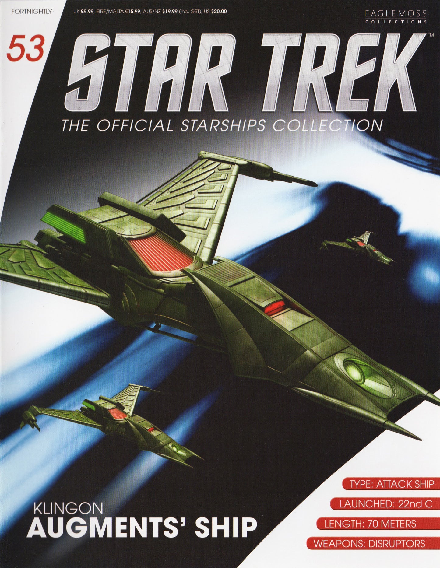 Modèle moulé sous pression du vaisseau spatial Eaglemoss STAR TREK Klingon Augments (numéro 53)
