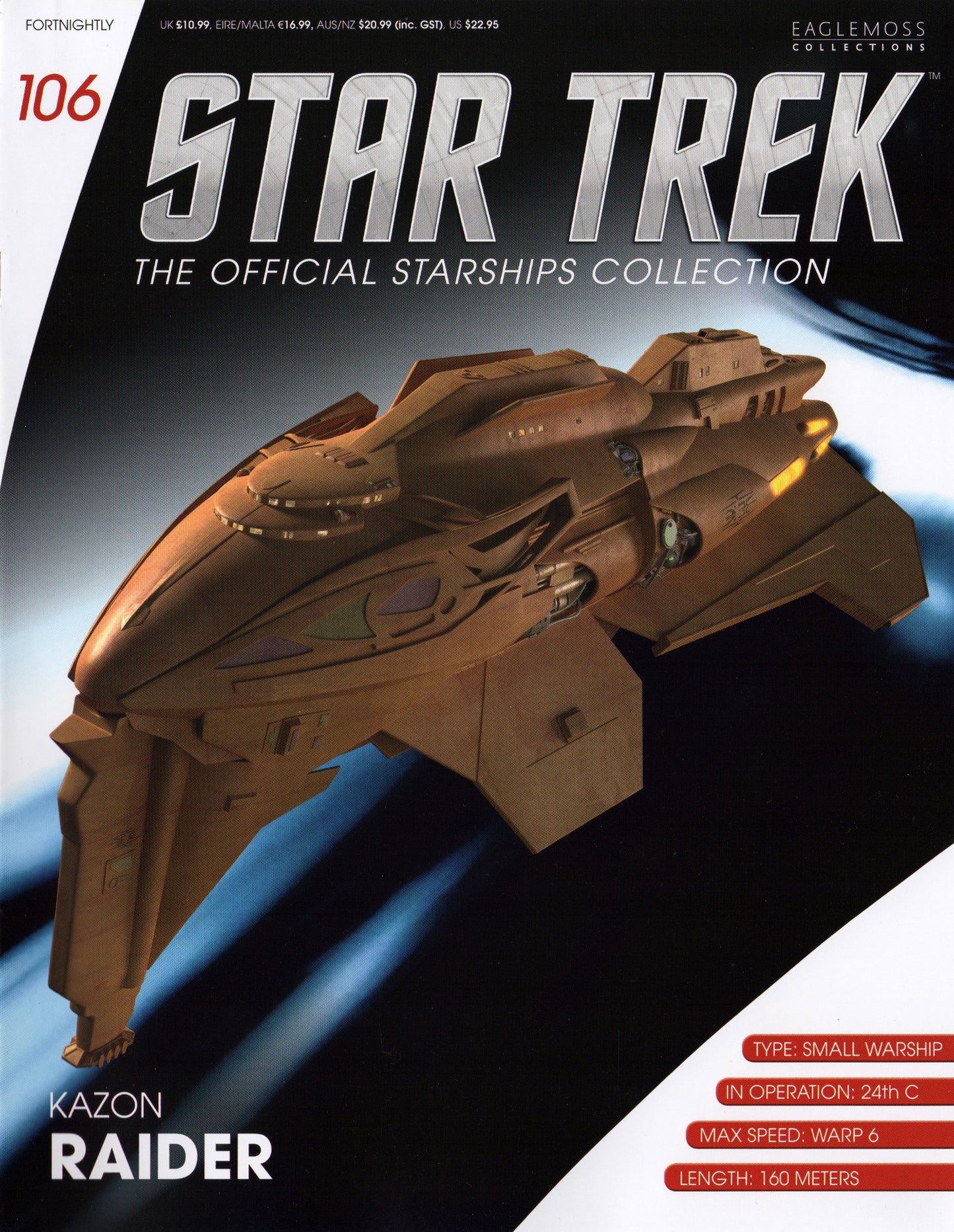 Eaglemoss STAR TREK Kazon Raider Starship Modèle moulé sous pression (numéro 106)