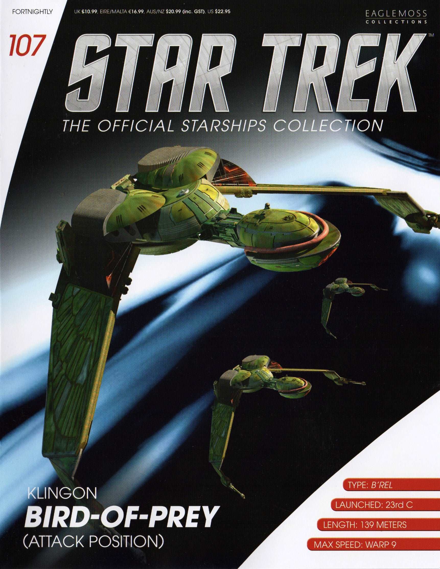 #107 Klingon Bird-of-Prey (Attack Position) Die-Cast Model Ship (Eaglemoss / Star Trek)