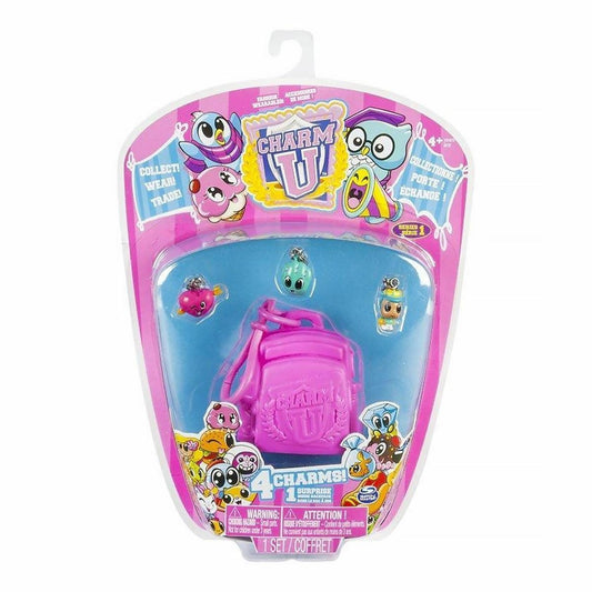 Charm U 4 Figure Pack w/ Pink Backpack & 1 Surprise Charm Official