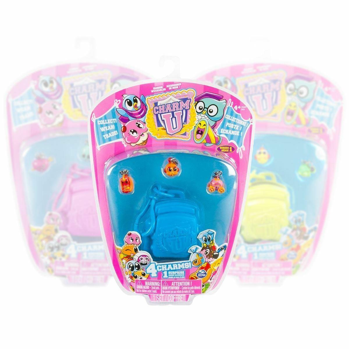 Charm U 4 Figure Pack w/ Blue Backpack & 1 Surprise Charm Official