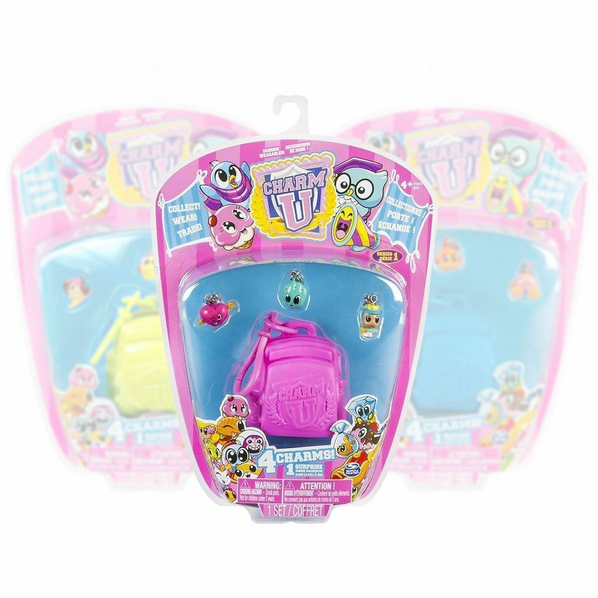 Charm U 4 Figure Pack w/ Pink Backpack & 1 Surprise Charm Official