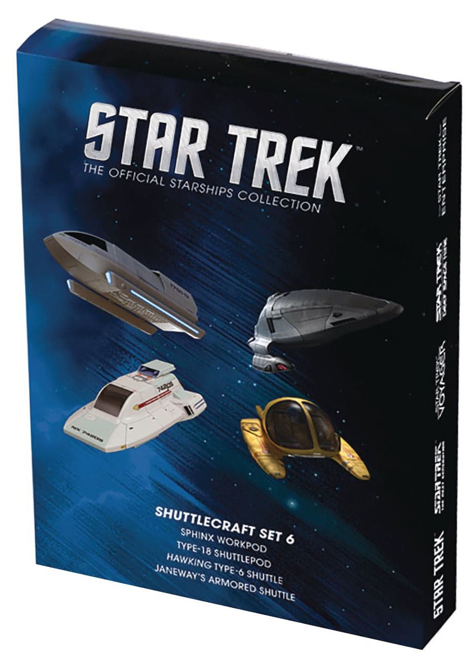 Shuttlecraft Set 6 (Sphinx Workpod, Type-18 Shuttlepod, Galileo-type Shuttlecraft "Hawking" and Janeway's Armored Shuttle) Model Die Cast Ship SSSUK715 (Eaglemoss / Star Trek)