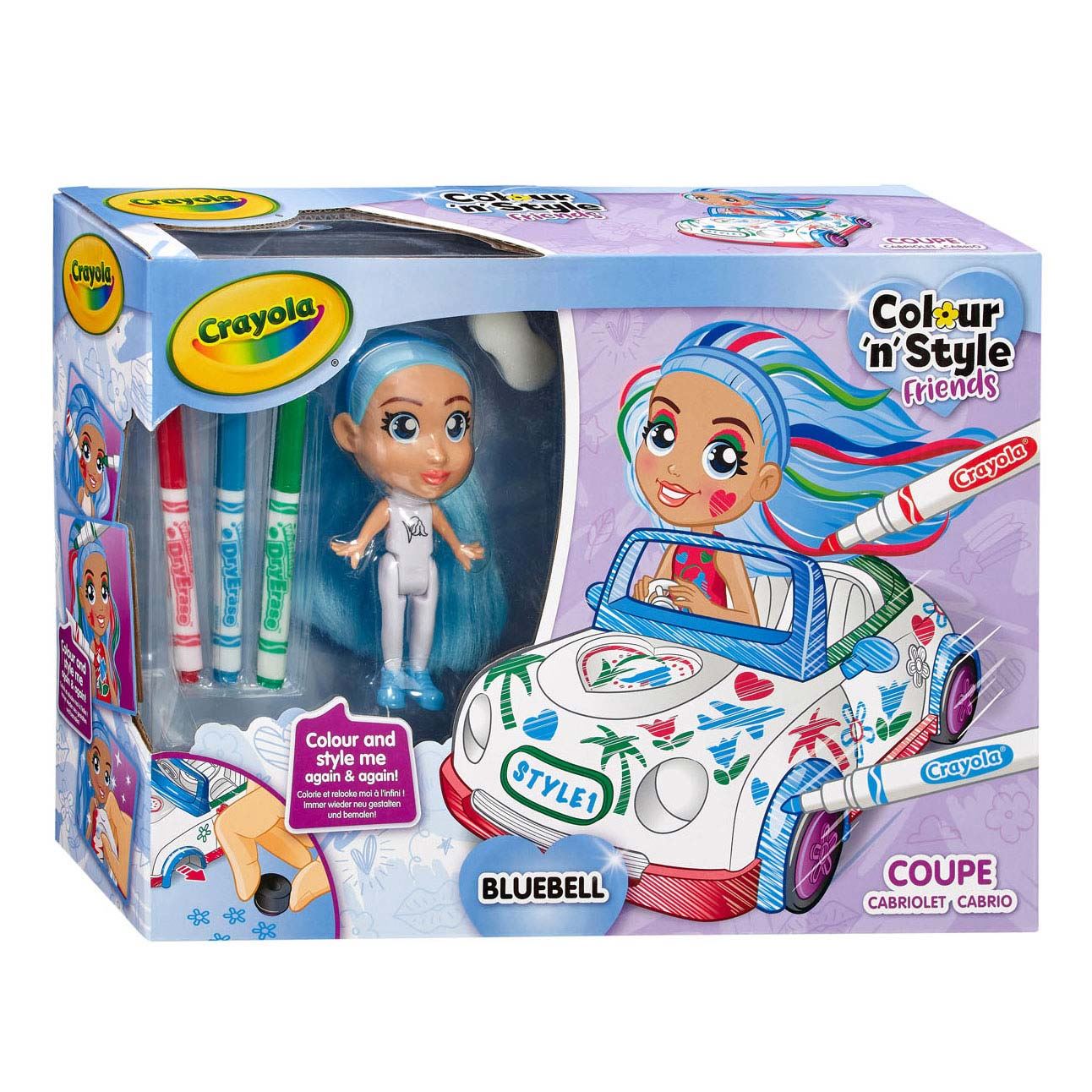 CRAYOLA Colour 'n' Style Friends Coupe BLUEBELL Doll Art Playset Color