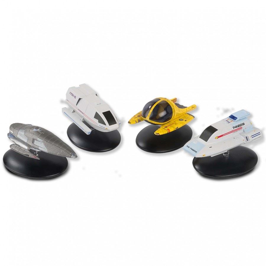 Shuttlecraft Set 6 (Sphinx Workpod, Type-18 Shuttlepod, Galileo-type Shuttlecraft "Hawking" and Janeway's Armored Shuttle) Model Die Cast Ship SSSUK715 (Eaglemoss / Star Trek)