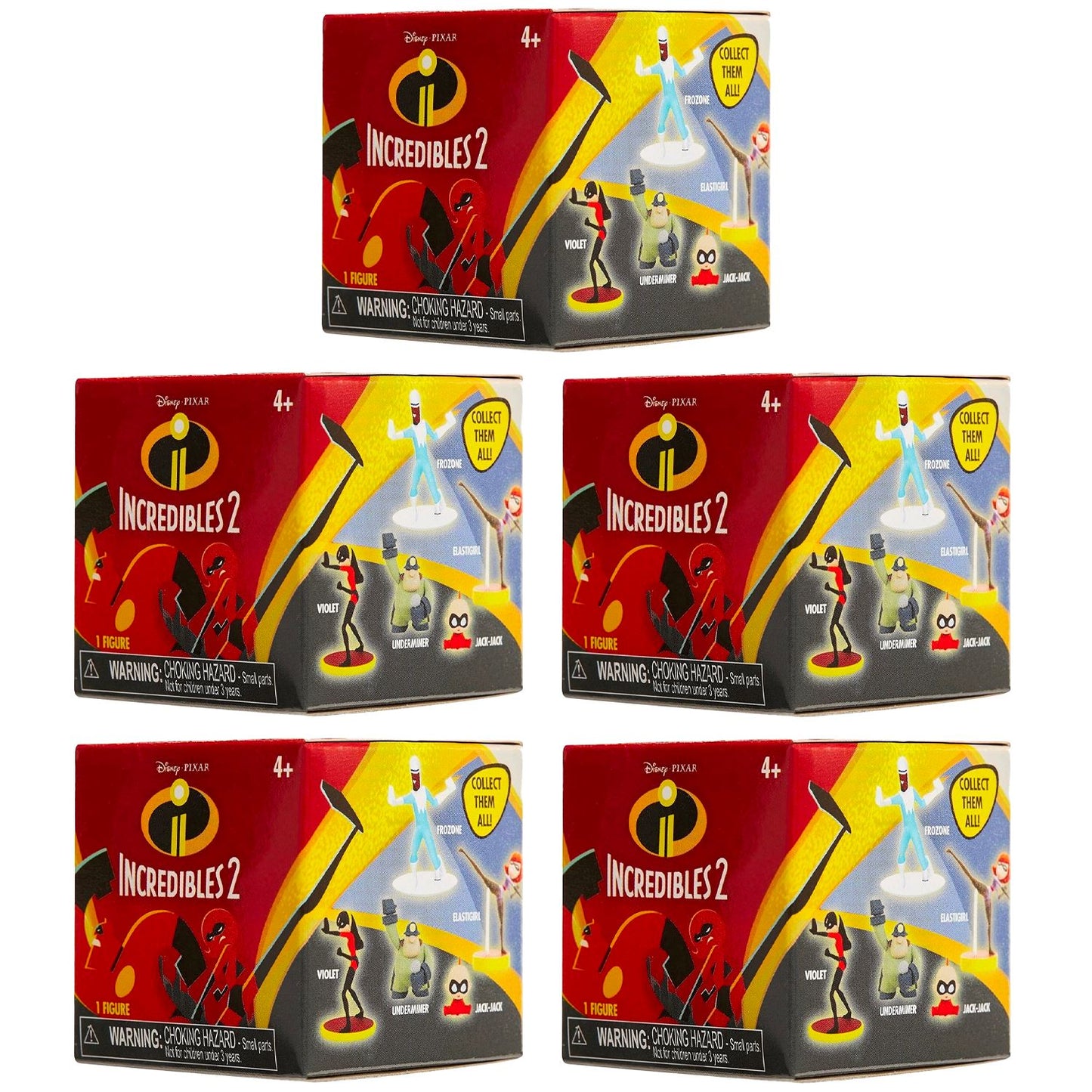 Jakks INCREDIBLES 2 Disney Pixar Mini-Figures Mystery Blind Box Toy [5 Boxes]