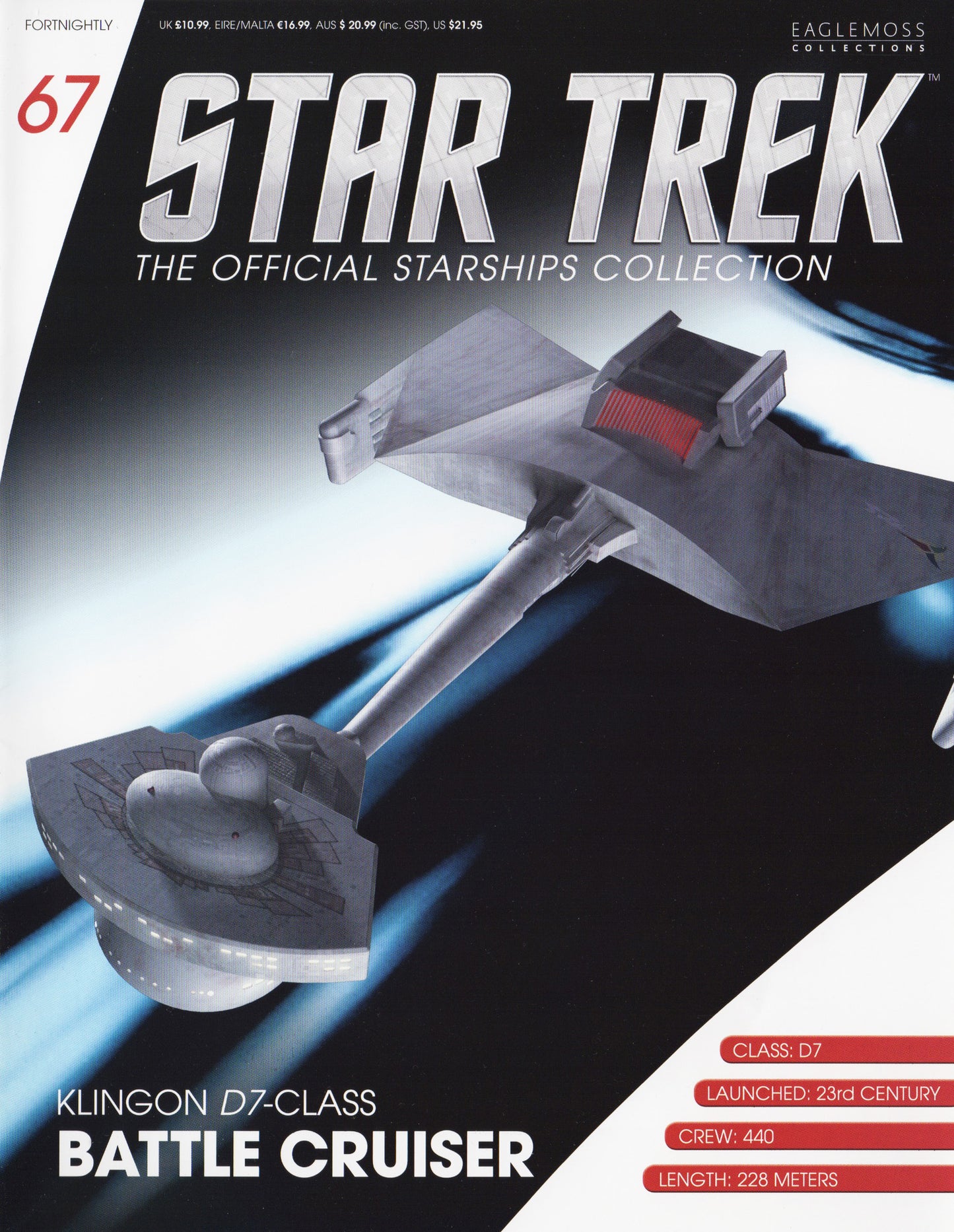 Eaglemoss STAR TREK Klingon D7 Battle Cruiser Starship Modèle moulé sous pression (#67)